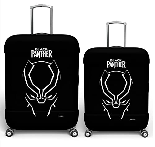 Image of Kuber Industries Marvel Black Panther Luggage Cover | Polyester Travel Suitcase Cover | Washable | Stretchable | 22-26 Inch-Medium | 26-30 Inch-Large | Pack of 2 | Black