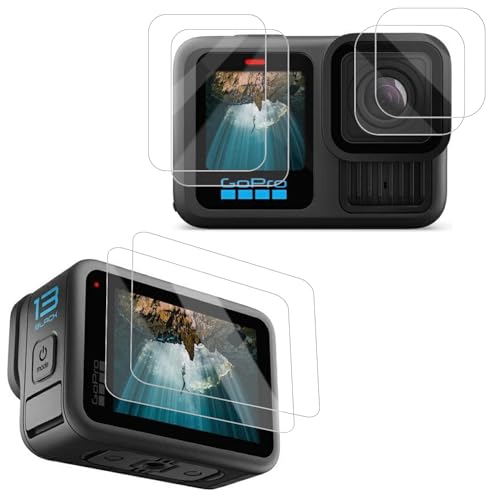 【2024年度 先行発売】For GoPro HERO13 ガラスフィルム 保護フィルム 【JYJIEJIE】(メイン画面用2枚 + サブ画面用2枚+LED保護フィルム2枚)気泡防止 極薄 高透過率 硬度9H 耐指紋 耐衝撃 防汚 撥水撥油 装着簡単 Go