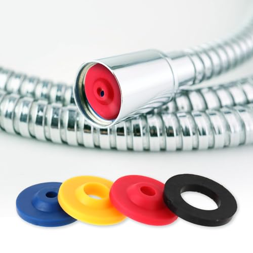 12 Stück Wassersparer Durchflussbegrenzer Silikon Durchflussbegrenzer für Duschkopf Wassersparer für Küche Handbrausen Duschkopf Handbrausen-3/4/6.5/10.5mm-Schwarz/Blau/Rot/Gelb