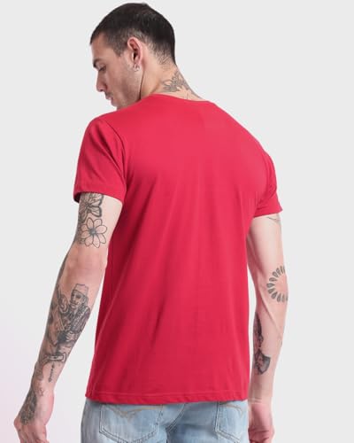 Image of Bewakoof Men's 100% Cotton Solid Regular Fit Half Sleeve Round Neck T-Shirt | Tshirt for Men Cotton| Casual Wear | Street Wear