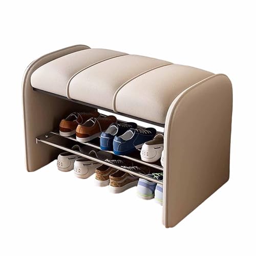 Banc à chaussures 2 niveaux et étagère de rangement entrée