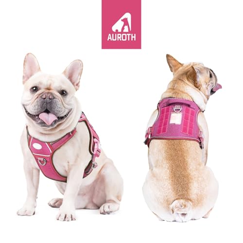 Image of Auroth Tactical Dog Harness for Large Dogs No Pull Adjustable Pet Harness Reflective K9 Working Training Easy Control Pet Vest Military Service Dog Harnesses Rose Red S