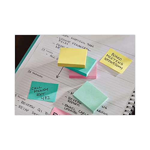 Image of Post-it Notes, Original Pad, 1 3 /8 Inches x 1 7 /8 Inches, Recycled, Assorted Pastel Colors, 12 Pads per Pack