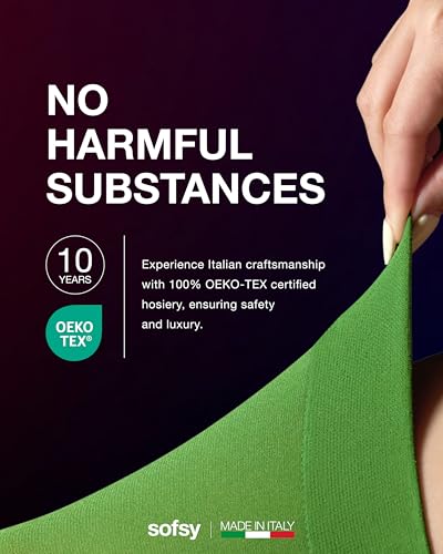 Image of sofsy 10-Year Hosiery Craftsmanship - Italian 40 Den Run Resistant Opaque Tights for Women | High-Waist, Reinforced Toe