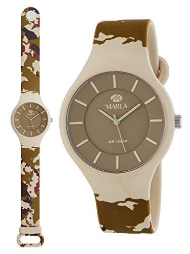 Marea Waves B35324/25 - Reloj de pulsera para hombre, diseño de camuflaje, correa de silicona, color beige