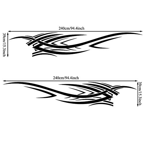 Leasinder 2Pcs 94.4'' Universal Flame Graphics Car Auto Body Side Sticker Flame Racing Sports Self-Adhesive Side Strip Decal Decoration Accessories For Jeep Truck Suv Off-Road Vehicles (Style2 Black) #TOP1