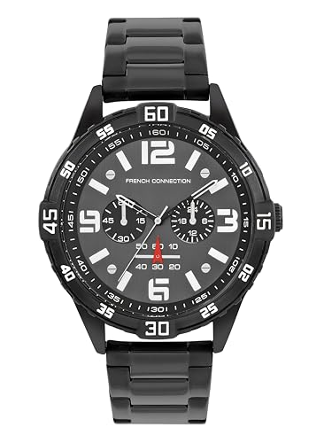 Image of French Connection Comet Multifunction Grey Round Dial Stainless Steel Strap | Casual | Premium | Brush Feature Wrist Watch for Men - FCC04BBM