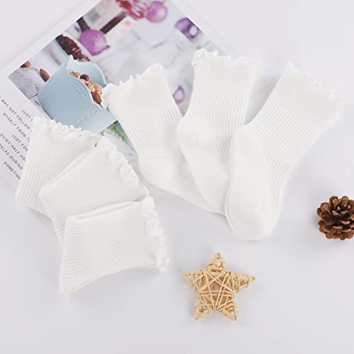 Witwot 6 Pairs Baby Girls Ruffles Ankle Socks Toddler Boys Dress Sock Soft Cotton Size 6M - 7Y3