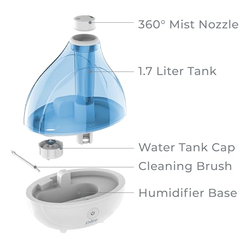 Image of Pure Enrichment MistAire Ultrasonic Cool Mist Humidifier - Quiet Air Humidifier for Bedroom, Nursery, Office, & Indoor Plants - Lasts Up To 25 Hours (Pack of 2)