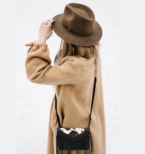 Image of Fringe Crossbody Purse for Women, Vintage Leather Western Boho Purse, Tassel Small Handbag Shoulder Bag