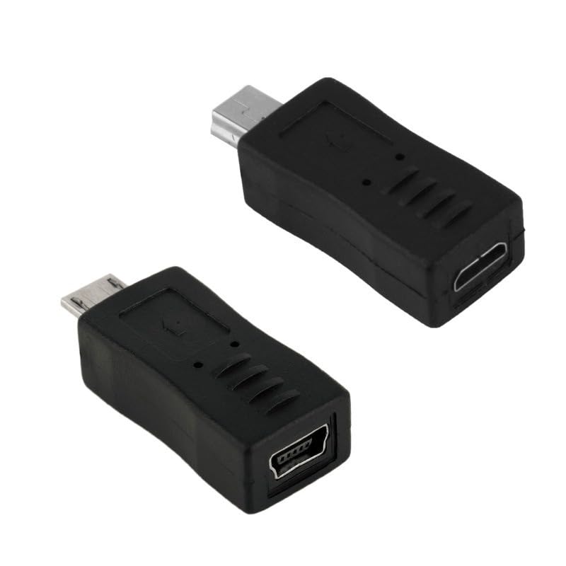Image of Mini USB Female to Micro USB Male Adapter ; M i n i-USB Male to Micro-USB Female Adaptor (Micro & Mini USB2.0 Adapter Combo)