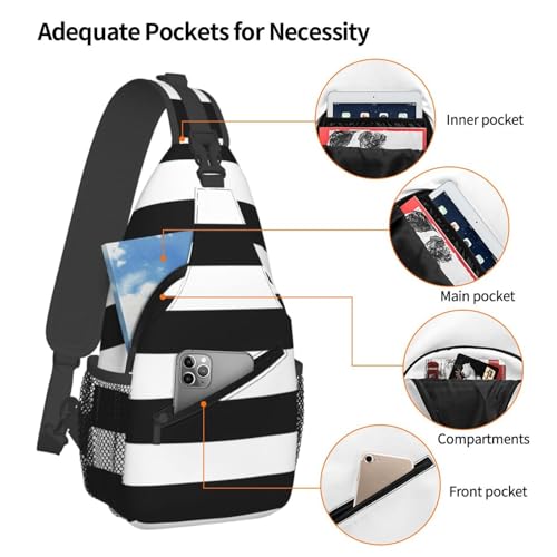 Stripes Black White Stylish Men'S Messenger Bag - Durable Polyester, Huge Capacity & Adjustable Strap4