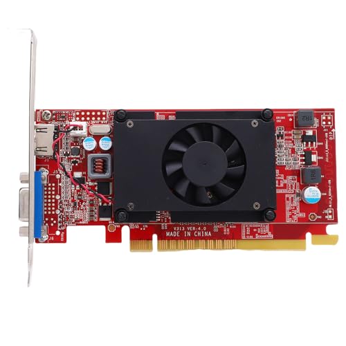 Scheda Video a Basso Profilo da 1 GB GDDR3 a 64 Bit per Computer da Lavoro Raffreddamento con Ventola Silenziosa Nessuna Alimentazione Esterna Uscite DVI VGA HDMI