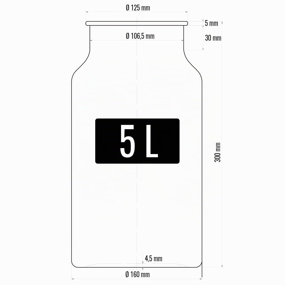 Dekovita 6 Piezas Tarro Grande Vidrio - 5L Recipiente Cristal con Tapa Corcho - Ø16x30cm Botella Terrario - Decoración Florero - Bote Almacenamiento