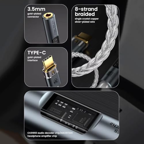 Audiocular Spark USB-C to 3.5mm DAC Dongle, Gray - Image 5