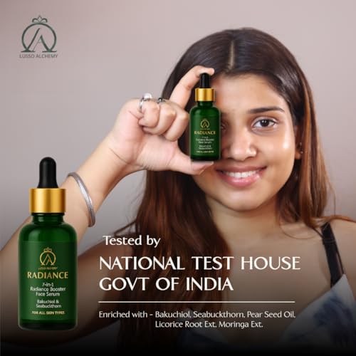 Image of Radiance 7-in-1 Face Serum & Kansa Wand Set | Organic Bakuchiol & Seabuckthorn Serum Glowing Skin | Ayurvedic Bronze Face Massage Tool for Detox & Radiance | Vegan Fast-Absorbing | 30ml