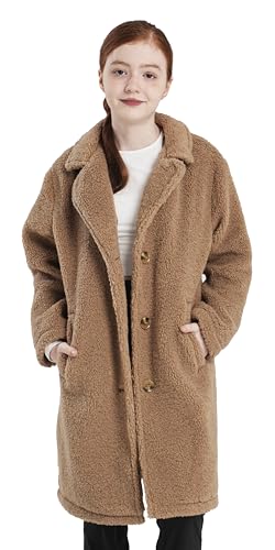 maoo garden Grandes Filles Sherpa Polaire Manteau Robe Automne Hiver Léger Manteau Marin Long Style...