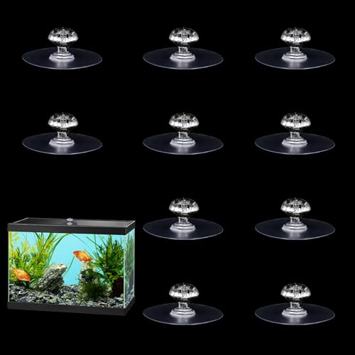 MinrzPet 10 Pcs Aquarium Lid Handle, Acrylic Round Handles with Adhesive for Fish Tank Cover, Fish Tank Accessories, Aquarium Lid Handle Replacement