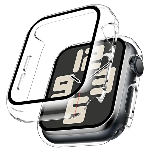 Image of TAURI 2 Pack Hard Case Designed for Apple Watch SE (2022 /2020) /Series 6 5 4 40mm, [360 Shockproof] with 9H Tempered Glass Screen Protector, [Scratch-Resistant] Cover - Clear