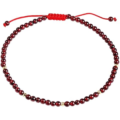 Jewboo Natural Red Garnet Adjustable Anklet Cover