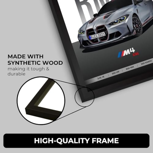 Image of BMW M4 Poster | Framed A4 Sized (31 x 23 cm) | Car Posters for Wall, Gift for Boys | Supercar Frames | BMW Poster M4 Sportscar Frame | Car Posters for Wall, Bedroom, Hostel, Study Room (F 001)