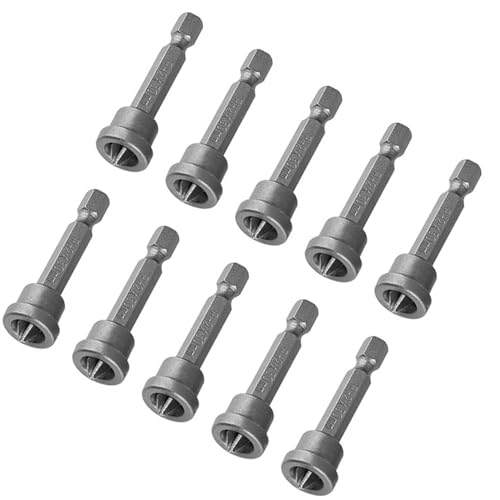 Yctze 10PCS 50mm Ph2 Hex Shank Magnetic Screwdriver Bits Set Drywall Plasterboard Locating Ideal for Gyproc Rigips Placoplatre Includes Dimple Drill a