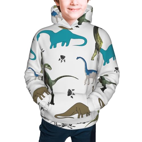 Vintage Dinosaur Boy, Girls Sports Shirt Youth Pullover Fashion Hooded Sweatshirt