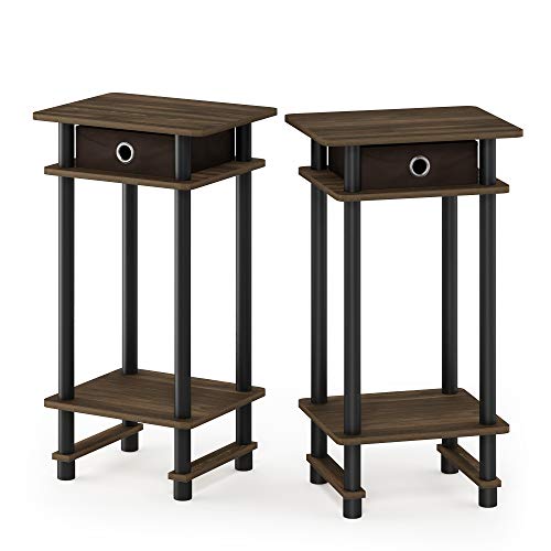 Image of Furinno Turn-N-Tube Set of 2 Toolless 3-Tier Side Table, Columbia Walnut