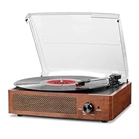 Mersoco Bluetooth Record Player Belt-Driven 3-Speed Turntable, Vintage Vinyl Record Players Built-in Stereo Speakers, with Headphone Jack/Aux Input/RCA Line Out, Wooden