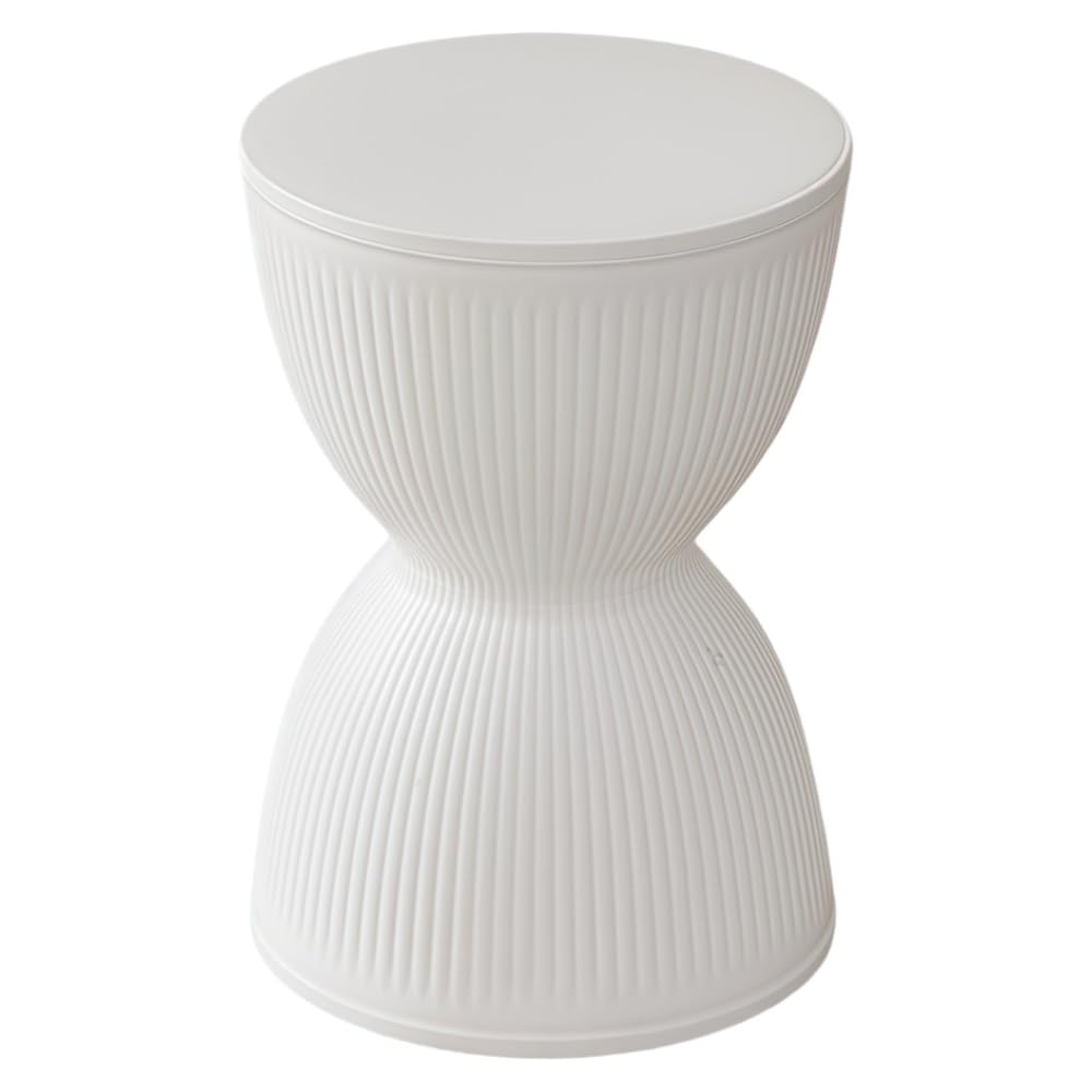 SXZenSpace Bedroom Furniture Colorful Hourglass-Shaped Side Table, Stylish NightStand, Drum Stool, Simple Shoe Bench, Round Coffe Table for Living Room, Bedroom, Restaurant(White)
