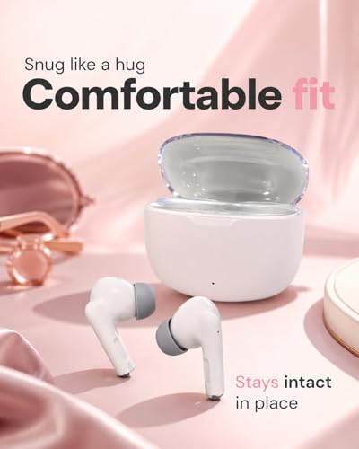 Image of Bluetooth 5.3 Wireless Earbuds with ENC Noise Cancellation, Premium Studio Sound, Smart Touch Control, Long Battery Life, Type-C Charging, Deep Bass TWS Earphones (White)