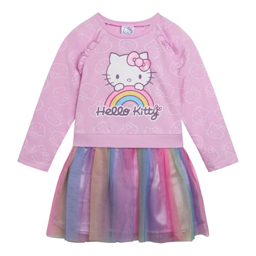 Hello Kitty Girls French Terry Tulle Dress Toddler to Big Kid Sizes (2T - 14-16)