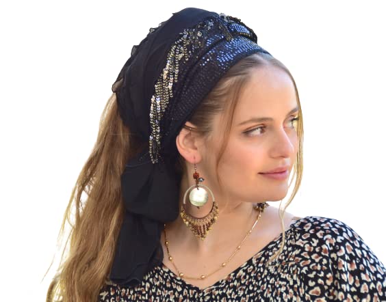 Mika Ruffle Bandana, Headband Tichel, Chemo Hair Snood, Head Scarf, Head Covering, Jewish Headcovering, Scarf, Hat Bandana