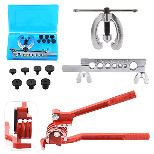 Image of Swpeet 10Pcs Auto Double Flaring Tool Kit and 180 Degree 3 in 1 Tube Bender Assortment Kit, 1/2" 7/16" 3/8" 5/16" 1/4" 3/16" 5/8" Line Flaring Tools and 1/4" 5/16" 3/8" Manual Tubing Bender for Pipe