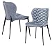 HomeRoots Grey Faux Leather, Metal Set of Two Gray Black Modern Dining Chairs