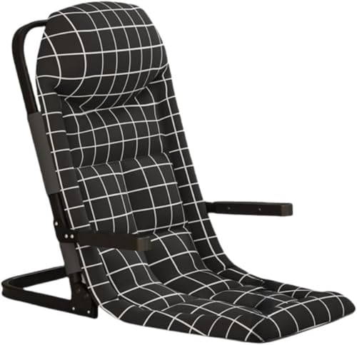 Arfobug怠惰なソファ 畳 シングル 折りたたみベッド 背もたれ 座クッション 出窓 小型ソファ 5段階調節 折りたたみ収納 肘掛け付き 背もたれどこでも置ける コンパクト 軽量 ゲーム 高齢者 妊婦 (ブラック)