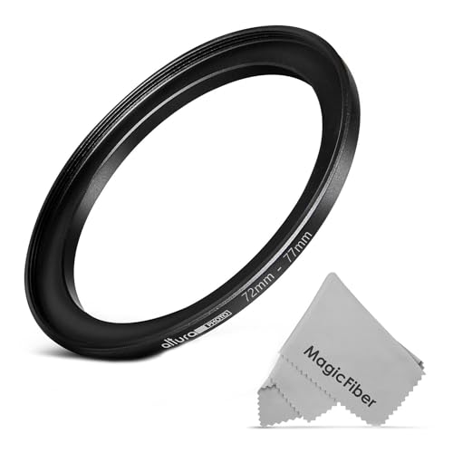 72-77MM Step-Up Ring Adapter (72MM Lens to 77MM Filter or Accessory) + Premium MagicFiber Cleaning Cloth