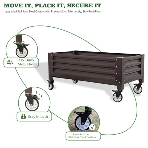 Image of Anleolife Low-Profile Elevated Raised Garden Bed, CafeBronze
