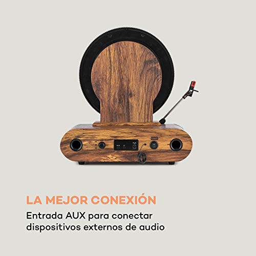 auna Verticalo SE - Reproductor de Vinilo, Tocadiscos con Altavoces estéreo, Tocadiscos de Vinilo con Bluetooth, Reproducción: 33, 45 y 78 RPM, USB, MP3, Entrada de línea, Sintonizador Dab+, Madera - imagen 6