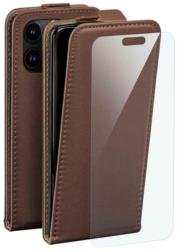 Étui de protection à rabat moex iPhone 15 Pro marron foncé sans rayure