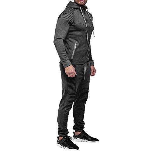 Amropi Men'S Casual Tracksuit Full Zip Hoodie Sweatsuit Jogging Sports Athletic Sweat Suits Grey thumb #3
