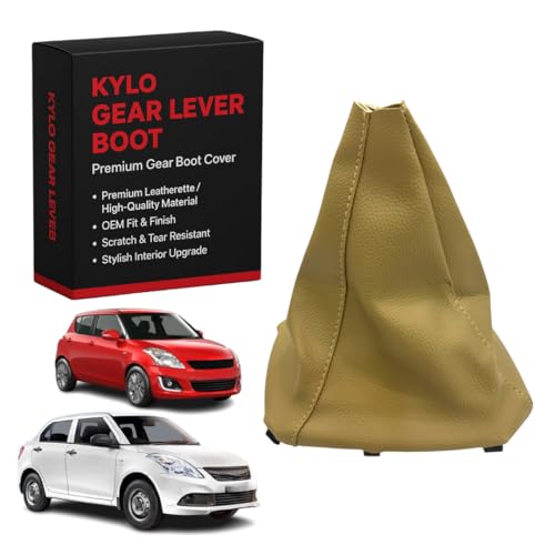 Image of KYLO Leather Gear Shift Cover - Anti-Slip, Durable, Washable Gear Knob Protector for Manual Cars Suitable for (Swift (2012-2016), Dzire (2012-2016))
