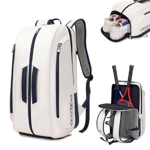 CCGTIOR Multi-Use Beach Tennis Bag For Sport Convertible Padel Backpack - Laptop Sleeve Ball Sleeve Fence Hook Easy Access Shoe Compartment (Blue)