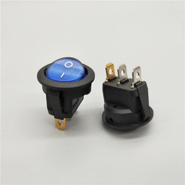 Commutateur 20mm LED Évite les Pannes Interrupteur de Voiture Rond 3 Pin Bleu 220V