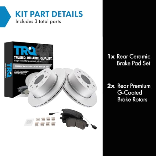 Image of TRQ Rear Brake Pad and Rotor Set Ceramic G Coated Vented Rotors Compatible with 2014-2021 Ram ProMaster 1500 2500 3500
