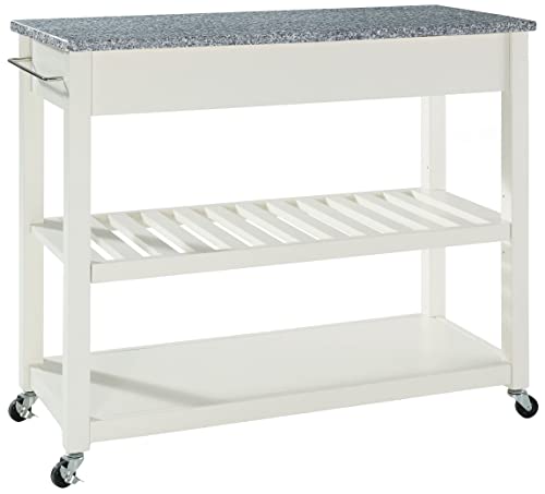 Crosley Furniture Portable Kitchen Cart With Solid Grey Granite Top - White #TOP2