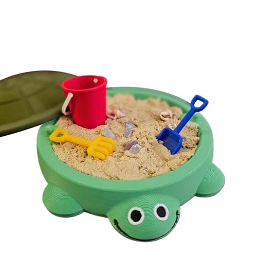 Turtle Sandbox With Lid, Sand Box With Cover Sensory Activity,Portable Sand Toy, Small Sandbox For Outdoor Garden Activities Indoor Kids Beach Play(Not included Sand and toy)