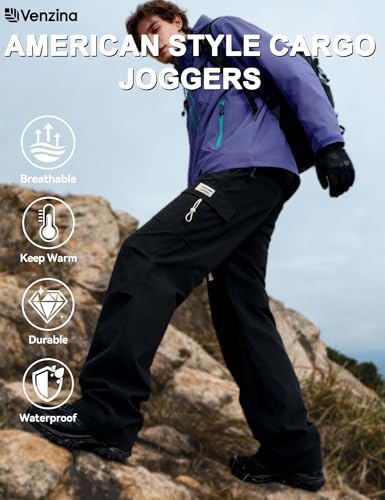 Image of Venzina Men's Techwear Casual Pants, 2-in-1 Straight Leg Waterproof Quick-Dry Joggers, Urban Functional Pants with Contrast Zipper, for Commuting Travel Workout