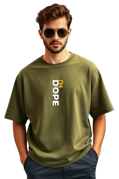 Image of URGEAR Men's Oversized Casual Stylished Printed Cotton Blended Round Neck T-Shirt