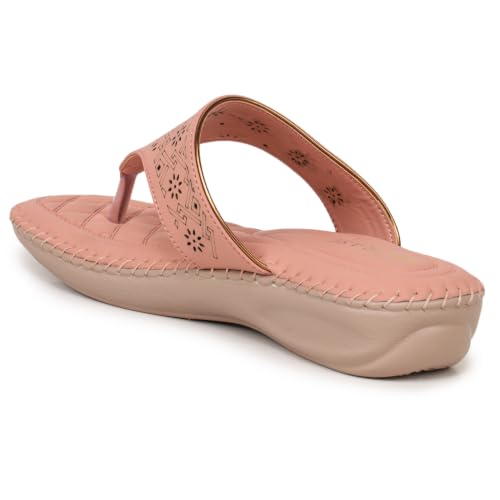 Image of TRASE Orthopedic Footwear for Women | Flat Ortho Slippers for Women Stylish | Soft Sole Ladies Chappal Fancy Comfortable Casual Footwear with Laser Cut Design